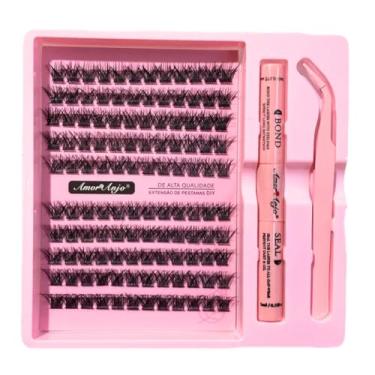 Imagem de Cílios Postiços Tufinhos Magnéticos Amor & Anjo Rosa Kit com Pinça, Cola e Selador (01)