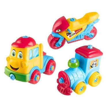 Imagem de Kit Brinquedo Infantil Motinha Trenzinho Caminhão Carrinho Educativo C