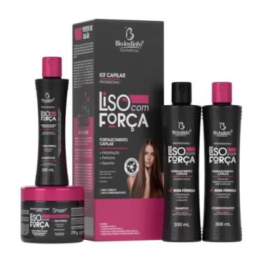 Imagem de Kit Capilar Profissional Liso com Força, Shampoo 300ml, Condicionador 300ml, Máscara 250g, Tratamento Profissional