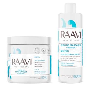 Imagem de Kit Profissional de Massagem, Óleo e Creme Neutro Corporal, 500ml + 500g, Hipoalergênico, Cruelty Free