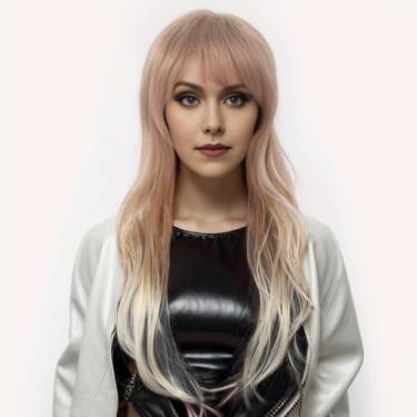 Imagem de MEDISIFA Peruca loira dos anos 80 com franja para mulheres, tainha discoteca, masculina, feminina, longa, encaracolada, feminina, para homem, senhora, hippie, balanço, anos 80, 90, festa, cosplay