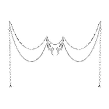 Imagem de L'VOW Futuristic Cyber Punk Face Chain Earring Jewelry On Nose Accessories Y2K Cyborg Costume for Women Men(Z5-Silver)