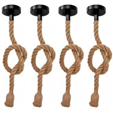 Imagem de Kit 4x Pendente Corda Retrô Vintage Rústico 1,5 Metros E27