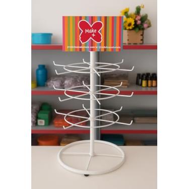 Imagem de Expositor Giratório para Chaveiros com 33 Ganchos, Base Branca, Organizador