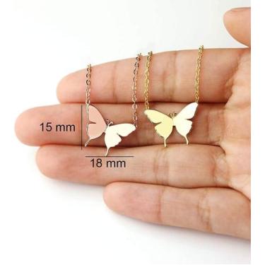 Imagem de Colar inicial da dainty dourada 18k pend borboleta banhada a ouro - HU