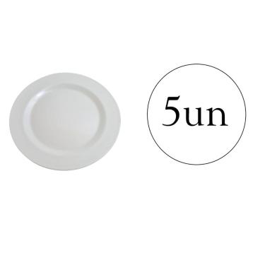 Imagem de Prato Redondo De Melanina Branco Linha Luxo Festa- Kit 5Un