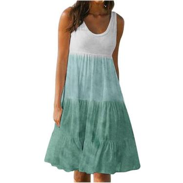 Imagem de Vestido de praia feminino, moda, férias, verão, emenda, estampa, sem m