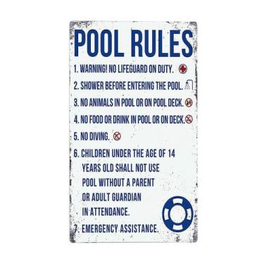 Imagem de Sinais decorativos das regras da piscina Sinal decorativo do metal da 