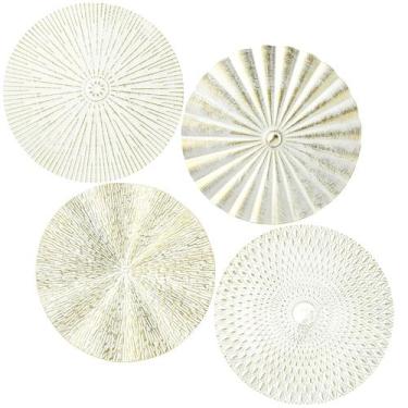 Imagem de Decoração de arte de parede Hicarer Sunburst Metal 30 cm, ouro branco,