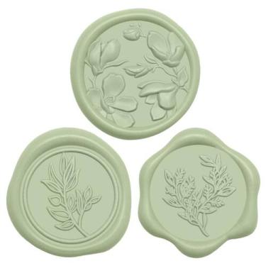 Imagem de Adesivos UNIQOOO Wax Seal, 60 unidades, verde sálvia, 3 designs