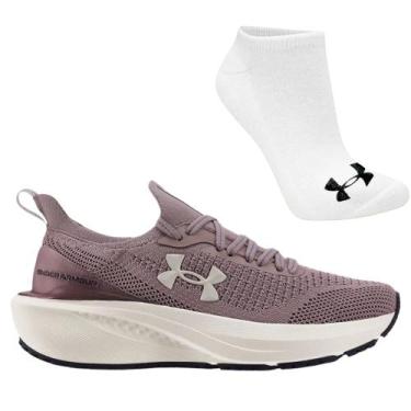 Imagem de Kit Tênis Under Armour Ua Charged Quicker 2 Feminino e Meia, 39, Roxo,