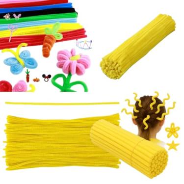 Imagem de Hastes de chenille flexível 30cm cabelo maluco limpador de cachimbo para artesanatos enfeites varias cores 100unidades