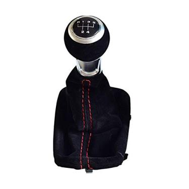 Imagem de Capa de manopla de câmbio de marcha para carro de 5 velocidades Capa de couro camurça preta compatível com Audi A3 S3 2001 2002 2003