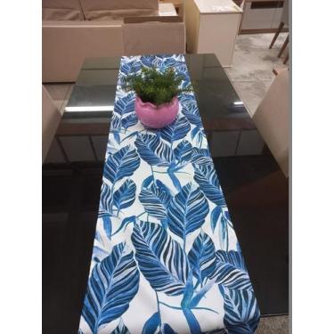 Imagem de Caminho de mesa 40 x 1,75 - folha azul - DIAS DECOR