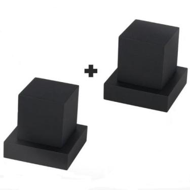 Imagem de Kit 2 Acabamento Quadrado Em Metal P Registro Banheiro Preto - Alcânta