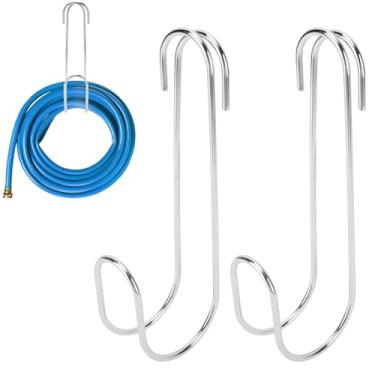 Imagem de Taruor Cabide de Mangueira de Aço Inoxidável 2 Pacotes, Instalação Flexível para Mangueiras água, Suporta até 44 Libras, Adequado para Organizador Garagem Leve, Montado na Parede