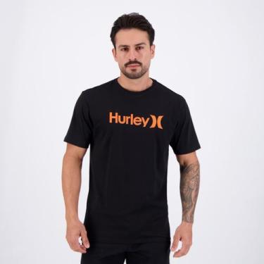 Imagem de Camiseta Hurley Silk O&ampO Solid Preta e Laranja, M