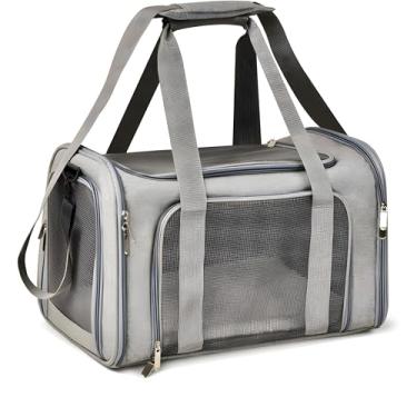 Imagem de Bolsa Pet Transporte 40x25x25 8 kg Dobrável Lados Ventilados Cães Gatos Pequeno Médio Porte Impermeável Alças Reforçadas Tela Respirável Viagem Avião Carro Confortável Compacta e de Alta Durabilidade