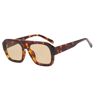Imagem de Óculos de Sol Femininos UV400 com Degradê em Cores Candy, Estilo Punk Masculino, para Esportes ao Ar Livre, Corrida e Ciclismo, Estampa de Leopardo Champagne