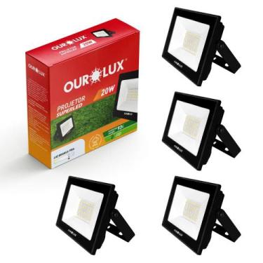 Imagem de 4 Refletor Led 20w Watts Ip65 Blindado Áreas Externas Bivolt - Ourolux