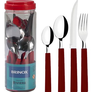 Imagem de Faqueiro Riviera 24 Peças Vermelho - 6025/752 - Brinox
