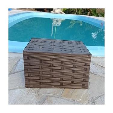 Imagem de Baú Cesta Caixa Organizadora Fibra Sintética 33x26x20,Quarto, cozinha, varanda, banheiro(Argila)