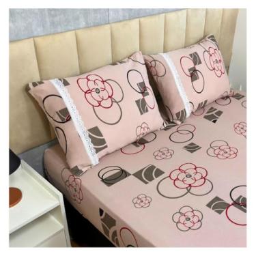 Imagem de Jogo de Lençol de Malha Casal 3 peças Estampado 100% Algodão Elástico Fronha c/Zíper(Modelo - 14)