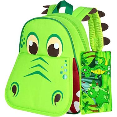 Imagem de Mochila de dinossauro para meninos, bolsa de livros pré-escolar para crianças pequenas, mochila de animal de desenho animado fofo de 12 pol.