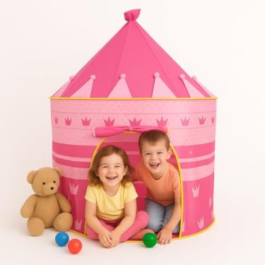 Imagem de Barraca Infantil Castelo Grande 135cm INMETRO | Cabana Tenda Dobrável Portátil Princesa Rosa/Azul Menina Menino Canto de Leitura Fácil Montar +2 Anos (Rosa)