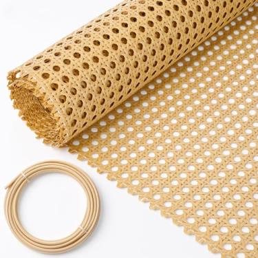 Imagem de Fiwochic Kit de cana de 40 cm de largura, rolo de correias de vime de 2 m e kit de cana para cadeira de ranhura de 1/5 polegada, material de cana de vime para móveis, cadeira, armário, cama, cestas