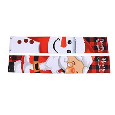 Imagem de ZJchao Decorações de Natal da Varanda, Decoração de Suspensão de Porta Com Padrão de Boneco de Neve de Floco de Neve Com Poste de Madeira e Corda, para (Dístico de velho e boneco de neve)