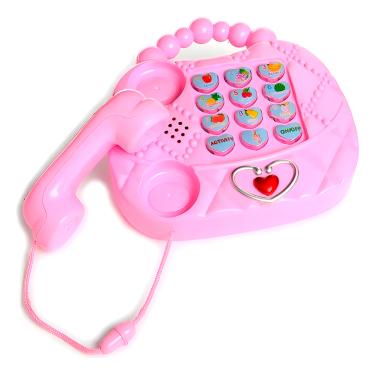 Imagem de Telefone Musical Rosa Luzes Sons Educativo Brinquedo - Diversão e Aprendizado para Crianças