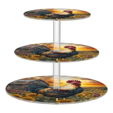 Imagem de CEBUGI Suporte de cupcake de 3 camadas, suporte redondo para bolo, torre, bandeja de servir em camadas de acrílico para chá, chá de bebê, casamento e mais