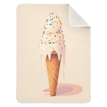 Imagem de xigua Cobertor de algodão para bebês com cone de sorvete, cobertor leve e macio para berço, carrinho de bebê, cobertores de berçário, 76 x 101 cm