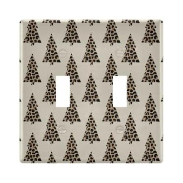 Imagem de Burbuja Capa de placa de parede para interruptor de luz de leopardo de árvore de Natal, placa decorativa de parede, parafusos incluídos, 2 faixas