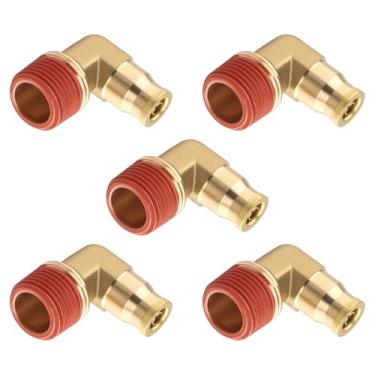 Imagem de HASAOMOI 5 peças de encaixes de conexão rápida aprovados pelo DOT, latão 90 graus União cotovelo 3/20.3 cm tubo OD x rosca NPT 1/5.1 cm adaptador de linha de freio a ar kit de suspensão a ar para