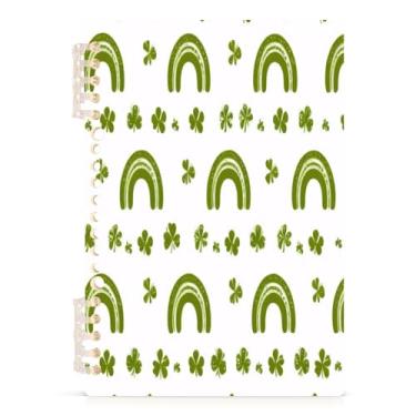 Imagem de Burbuja Caderno de trevo arco-íris de São Patrício, papel pautado universitário A5 com 60 folhas, fichário para escritório, 1 pacote