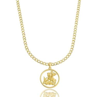 Imagem de Corrente Gurme Com 3mm Banho A Ouro 24K + Varias Variações De Pingente!! (PINGENTE SÃO JORGE)