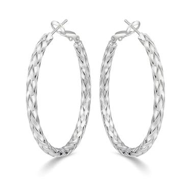 Imagem de Brincos de argola de prata brilhante para mulheres, brincos de argola de strass brilhantes dourados e prateados, argolas de strass, acessórios de joias de festa de casamento, noiva, formatura, Zinco