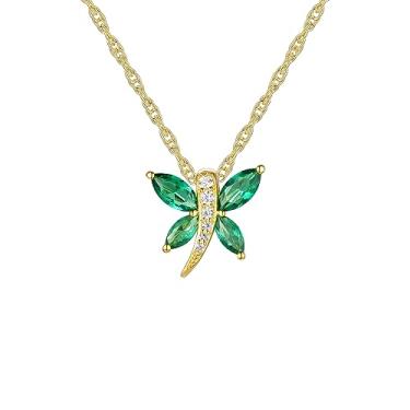 Imagem de Tirafina Pingente de libélula de safira branca criada em prata esterlina com corrente de 45,7 cm, Gema, Esmeralda sintética