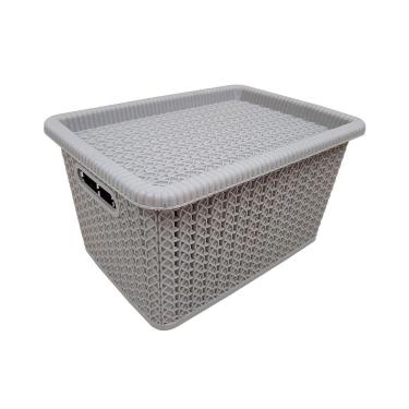 Imagem de Caixa Organizadora São Bernardo em Rattan Cinza 5L