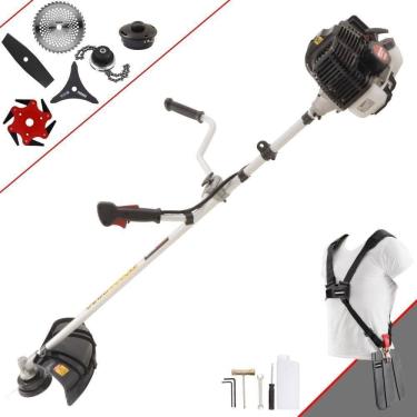 Imagem de Roçadeira Profissional Lateral Kawashima Kw52le À Gasolina 52c 2,5hp 2t + Faca 2 Pontas 330mm + Faca 40 Dentes 255mm +