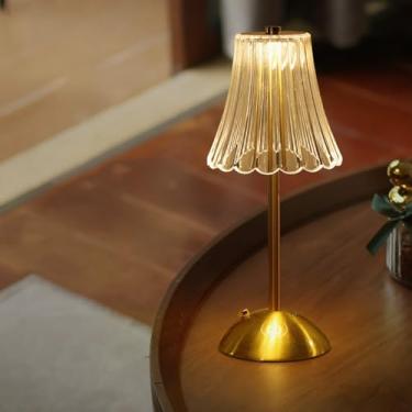 Imagem de EtsRmi Candeeiro de mesa de toque sem fio – Lâmpada de cristal LED recarregável com luz regulável em 3 cores, lâmpada vintage operada por bateria para quarto, cozinha, restaurante e decoração de casa