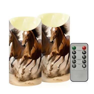 Imagem de Wassud Dois cavalos galopantes velas sem chama com controle remoto, velas realistas cintilantes com temporizador, velas decorativas para Natal, casamento, festa, decoração de casa média