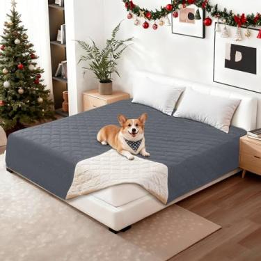 Imagem de CYCMACO Capas de sofá à prova d'água para animais de estimação, capa de cama de cachorro impermeável, cobertores macios antiderrapantes para cães, lavável, cobertor para cães grandes e gatos (203 x