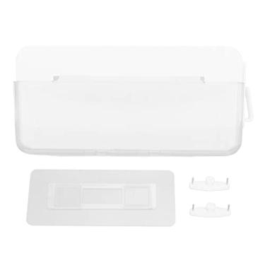 Imagem de Suporte de controle remoto para montagem em parede Organizador de armazenamento multifuncional removível transparente para telha de vidro Pintura de parede cerâmica Material PP PS