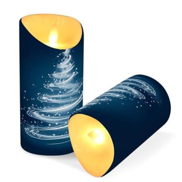 Imagem de ATTX Pacote com 2 velas brancas brilhantes para árvore de Natal – Velas LED de 7,6 cm x 15 cm com controle remoto e temporizador para casa, casamento, decoração de acampamento #342