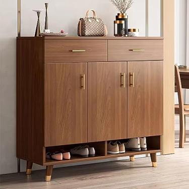 Imagem de Armário de armazenamento com portas, armário de sapatos, organizador de sapatos, armário de sapatos para entrada, fundo oco, para quarto, corredores, apartamento (90 cm/35,4 pol.)