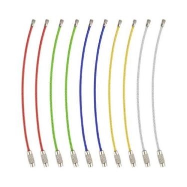 Imagem de Tag De Chaveiro Em Aço Inoxidável Com Corda, Cabo, Laço, Anéis De Fech