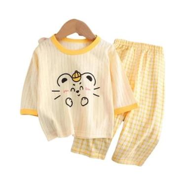 Imagem de Conjunto De Roupas Com Estampa De Urso Bebê, Pijama De Algodão De Mang